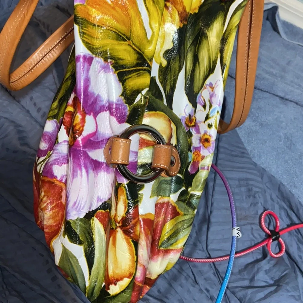 Nwot Maurizio Taiuti Floral italian Leather hobo bag_5